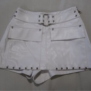 AKIRA White High Waist Shorts with Studded Accents